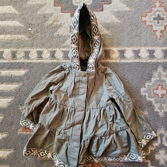 Rachel Zoe Olive Green Hooded Button Up Jacket Sz 24 months - Picture 2 of 6